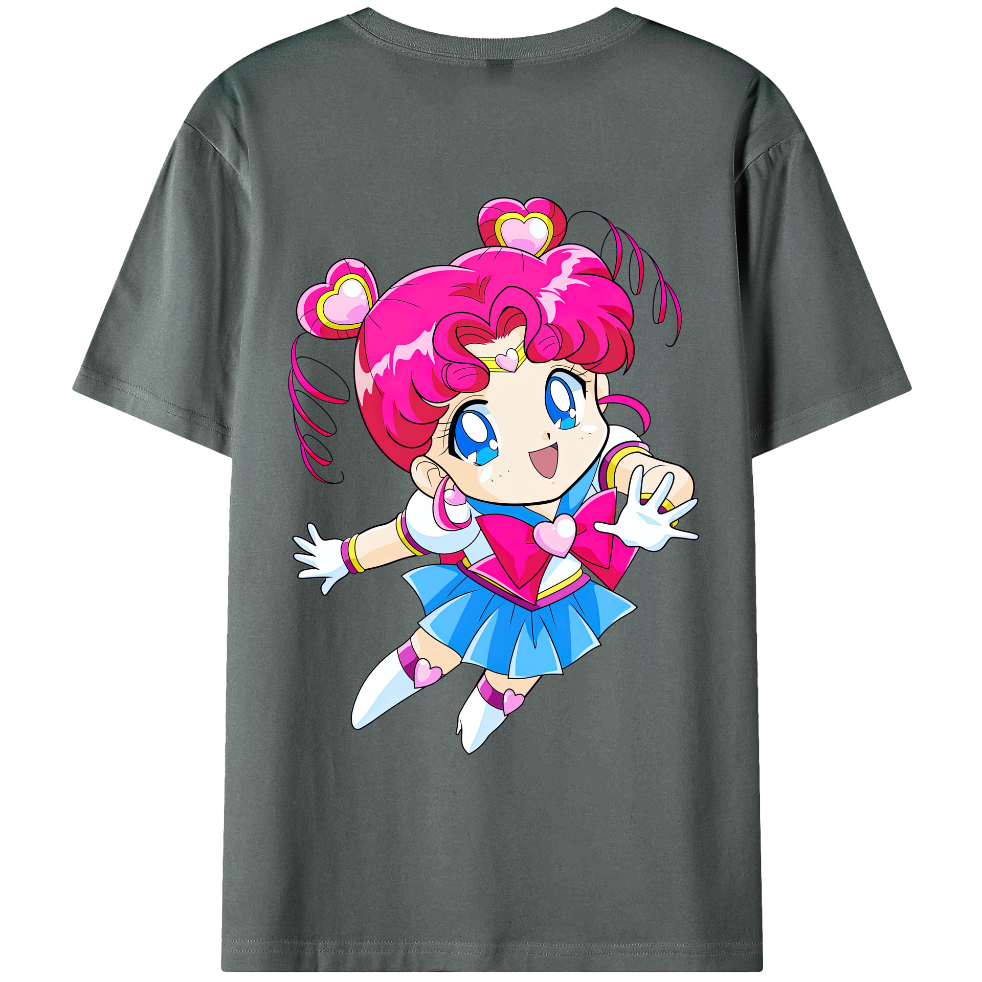（画像用） 美少女戦士セーラームーン ちびうさ Sailor Moon Chibiusa Tsukino Usagi Small Lady Serenity 綿100％ メンズ半袖Tシャツ（バックプリント） 通気性